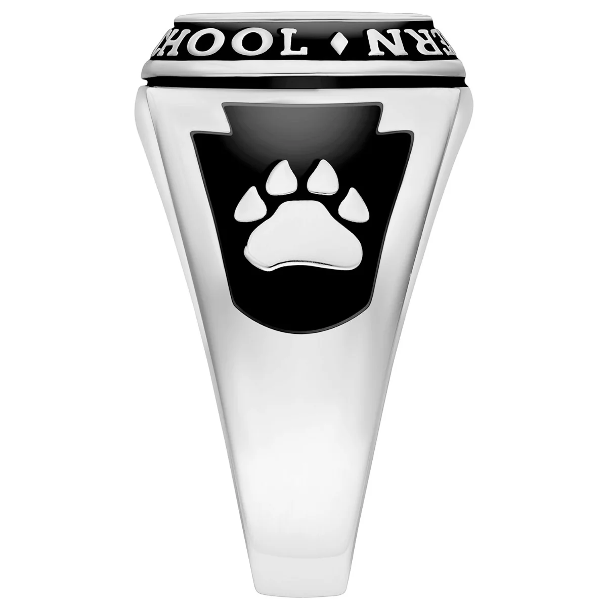 Men's Sterling Silver Traditional Cushion Birthstone Class Ring - Image 4