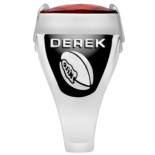 Men's Sterling Silver Traditional Deco Stone Class Ring - Image 3