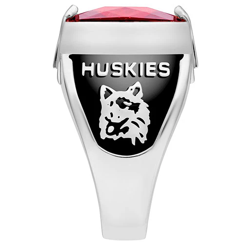 Men's Sterling Silver Traditional Deco Stone Class Ring - Image 4