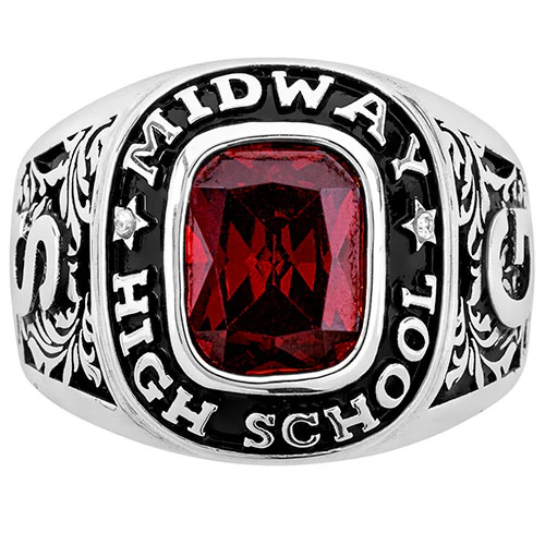 Men's Sterling Silver Traditional Diamond Accent Class Ring - Image 2