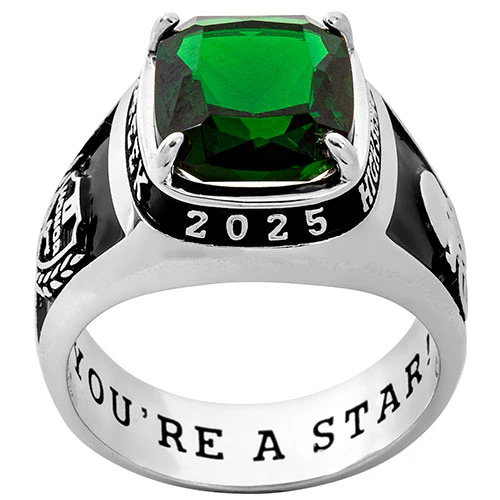 Men's Sterling Silver Traditional Prong Set Birthstone Class Ring
