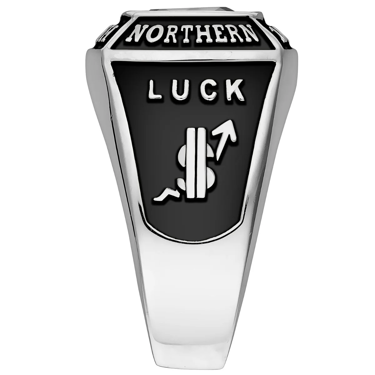 Men's Sterling Silver Traditional Square Birthstone Class Ring - Image 3