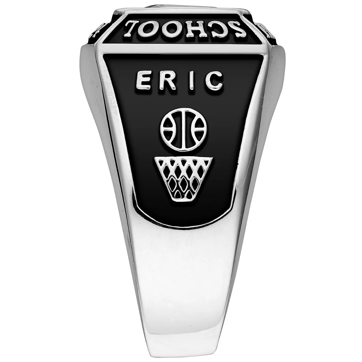 Men's Sterling Silver Traditional Square Birthstone Class Ring - Image 4