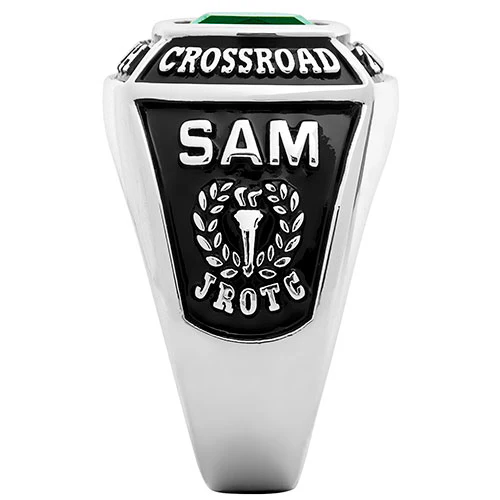 Men's Sterling Silver Traditional Square Birthstone Class Ring - Image 3