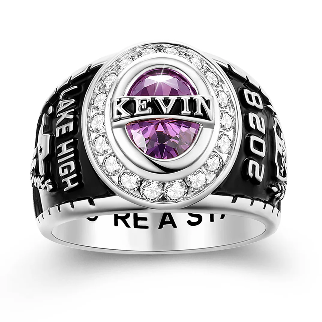 Men's Traditional CZ Oval Stone Personalized Top Class Ring