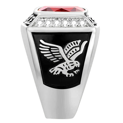 Men's Traditional CZ Square Birthstone Class Ring - Image 4