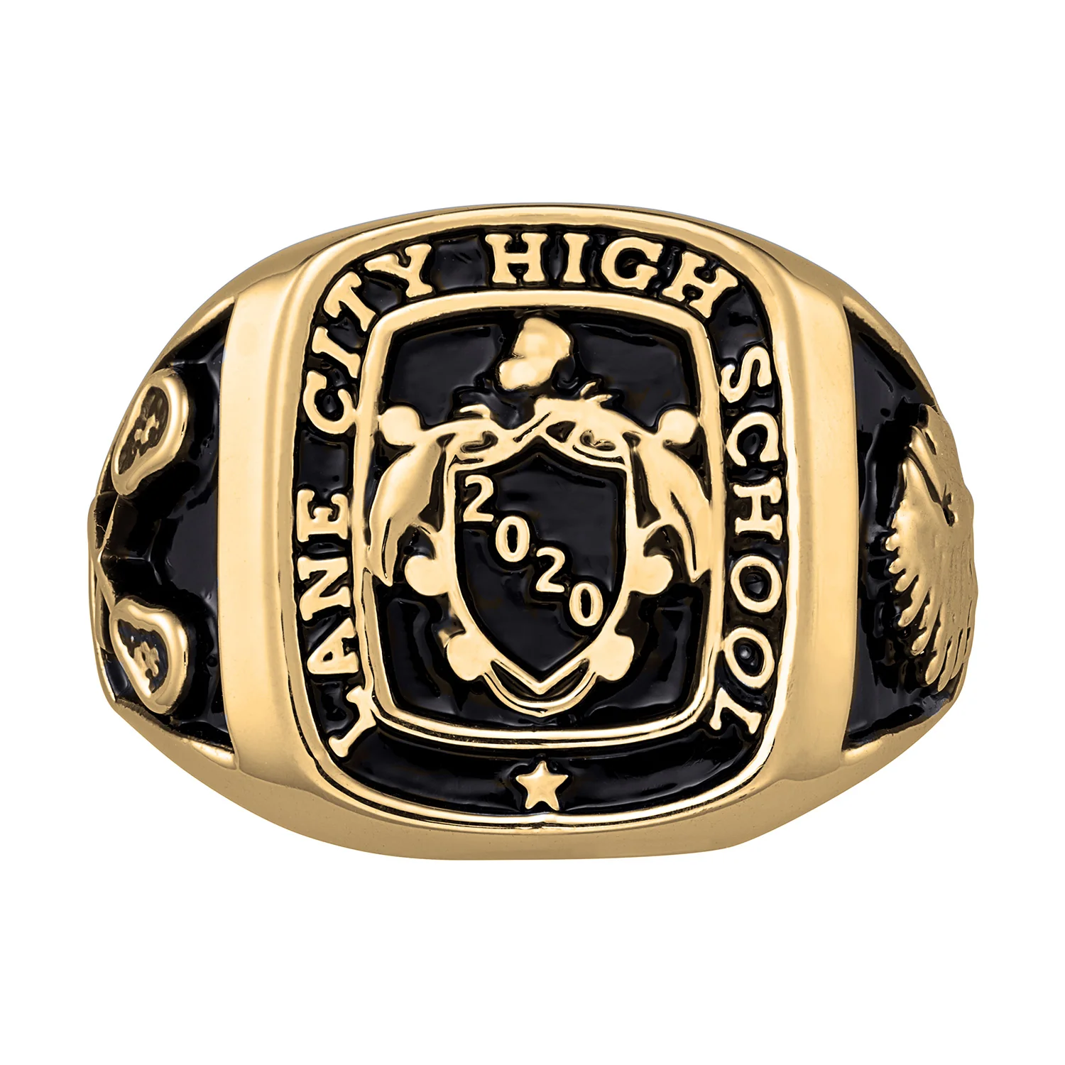 Men's Yellow CELEBRIUM Crest Square Signet Class Ring - Image 2