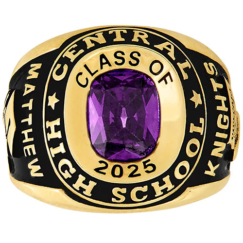 Men's Yellow CELEBRIUM Double Row Traditional Class Ring - Image 3