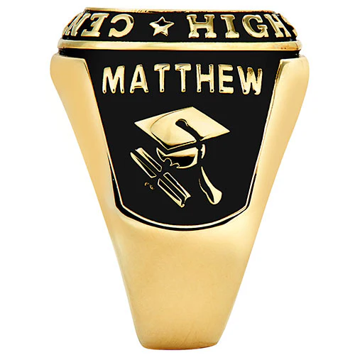 Men's Yellow CELEBRIUM Double Row Traditional Class Ring - Image 4