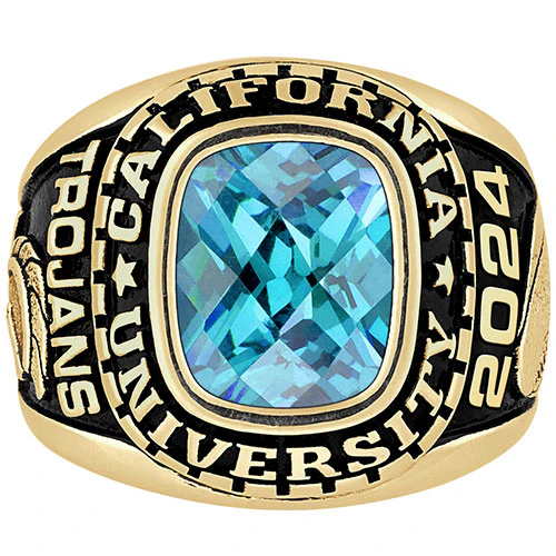 Men's Yellow CELEBRIUM Large Traditional Checkerboard Birthstone Class Ring - Image 3