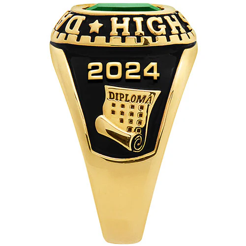 Men's Yellow CELEBRIUM Traditional Cushion Birthstone Class Ring - Image 3