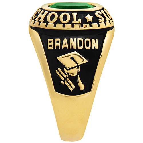 Men's Yellow CELEBRIUM Traditional Cushion Birthstone Class Ring - Image 4