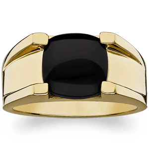 Men's 14K Gold over Sterling Genuine Black Onyx Ring - Image 2
