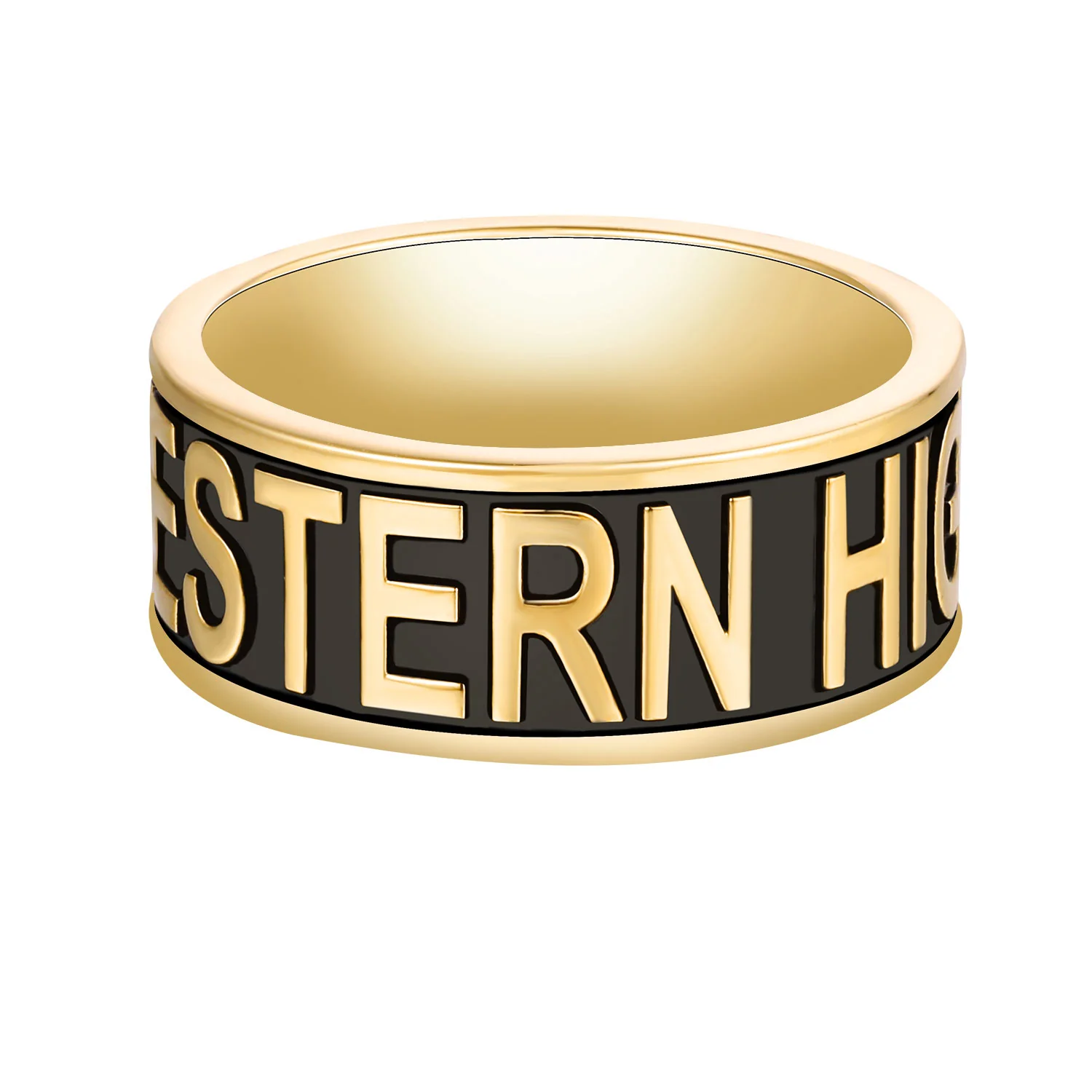 Men's 14K Gold over Sterling Silver Personalized Graduation-Class Band Ring - Image 3