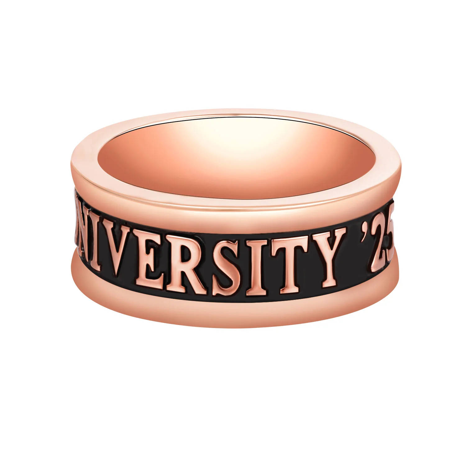 Men's 14K Rose Gold over Sterling Silver Personalized Graduation-Class Band Ring - Image 3
