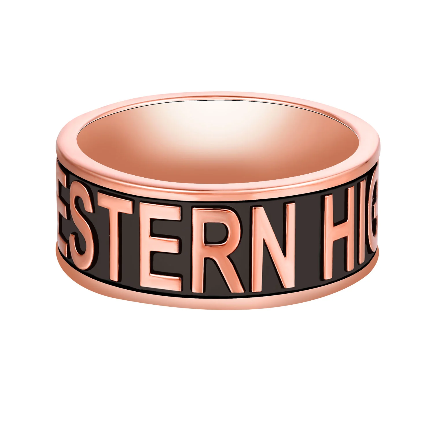 Men's 14K Rose Gold over Sterling Silver Personalized Graduation-Class Band Ring - Image 3