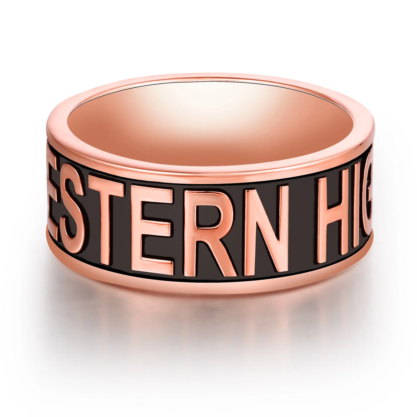 Men's 14K Rose Gold Plated Personalized Graduation-Class Band Ring - Image 3