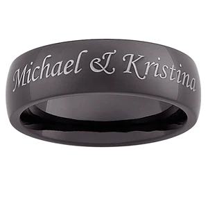 Men's Black Stainless Steel Top-Engraved Message Band