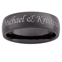 Men's Black Stainless Steel Top-Engraved Message Band - Image 2