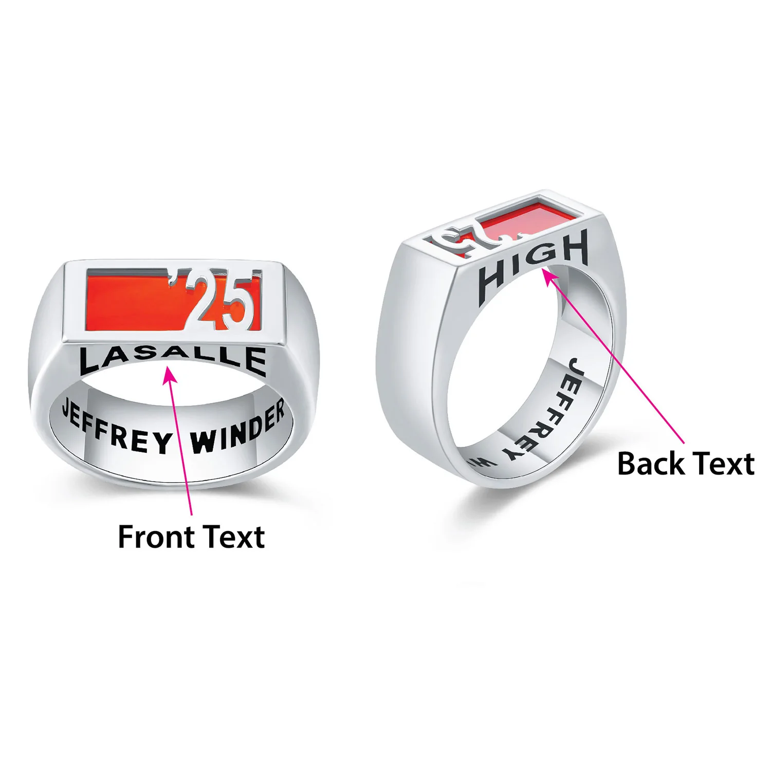 Men's Celebrium Contemporary Graduation Year Signet Class Ring - Image 6