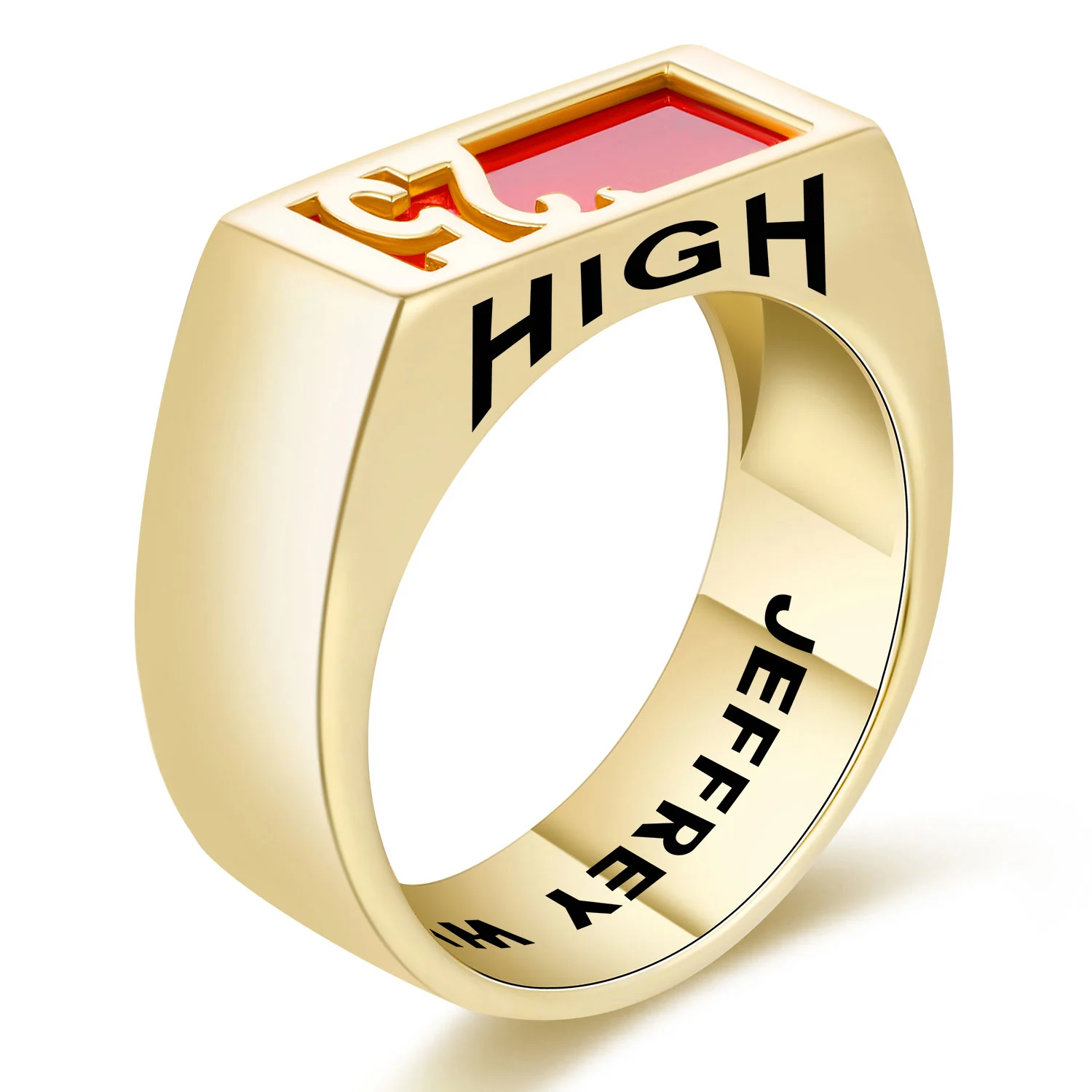Men's Gold over Sterling Contemporary Graduation Year Signet Class Ring - Image 2