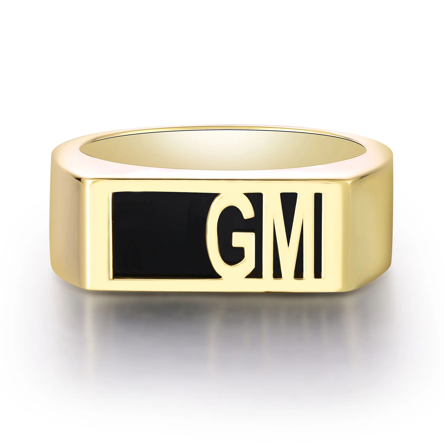 Men's Gold over Sterling Modern Monogram Signet Opaque Stone Ring - Image 3