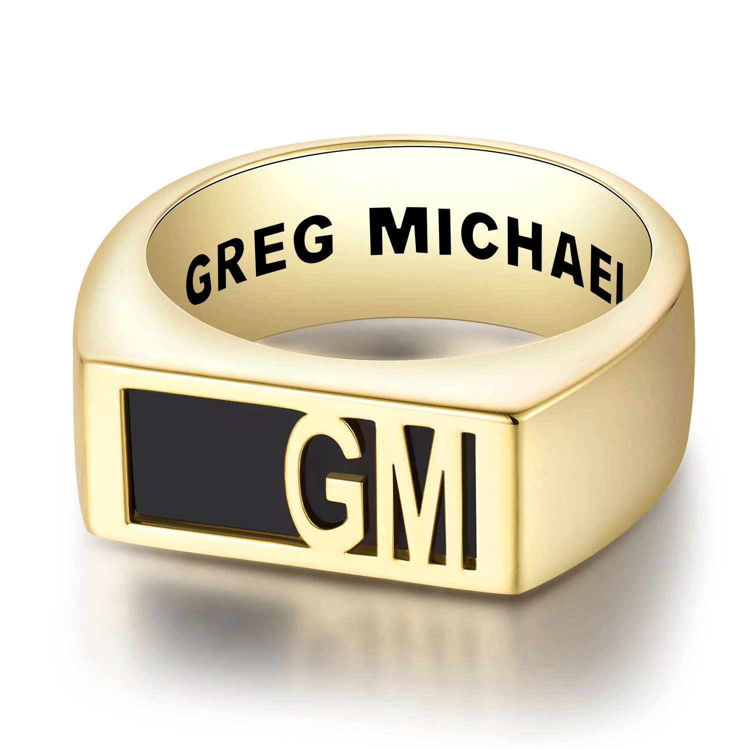 Men's Gold over Sterling Modern Monogram Signet Opaque Stone Ring - Image 4