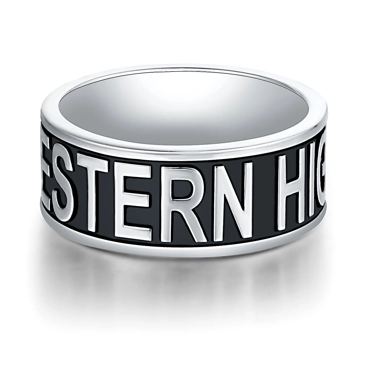 Men's Platinum Plated Personalized Graduation-Class Band Ring - Image 3