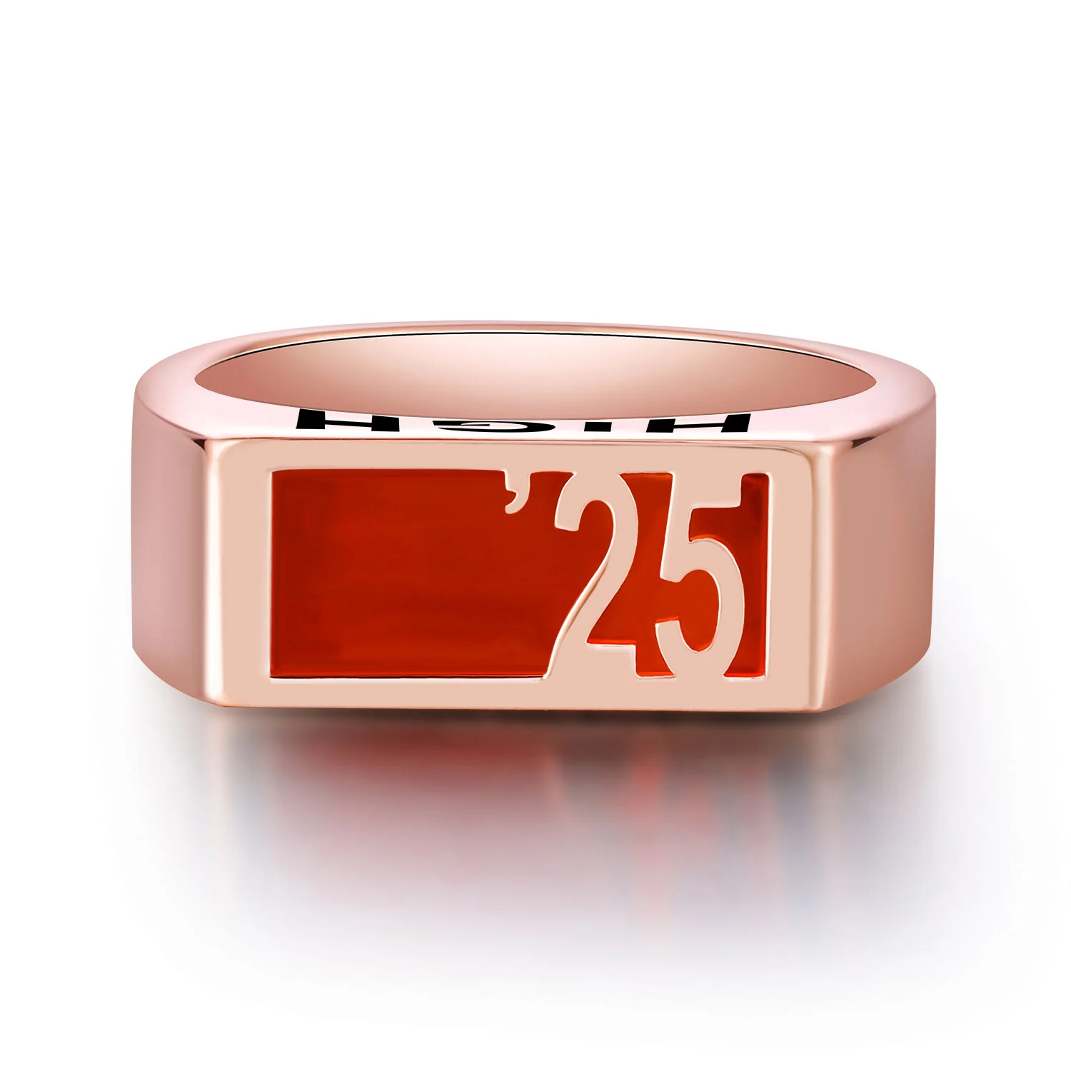 Men's Rose Gold Celebrium Contemporary Graduation Year Signet Class Ring - Image 3