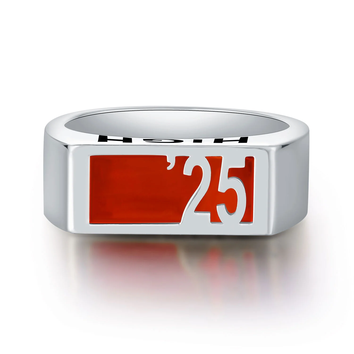 Men's Sterling Silver Contemporary Graduation Year Signet Class Ring - Image 3