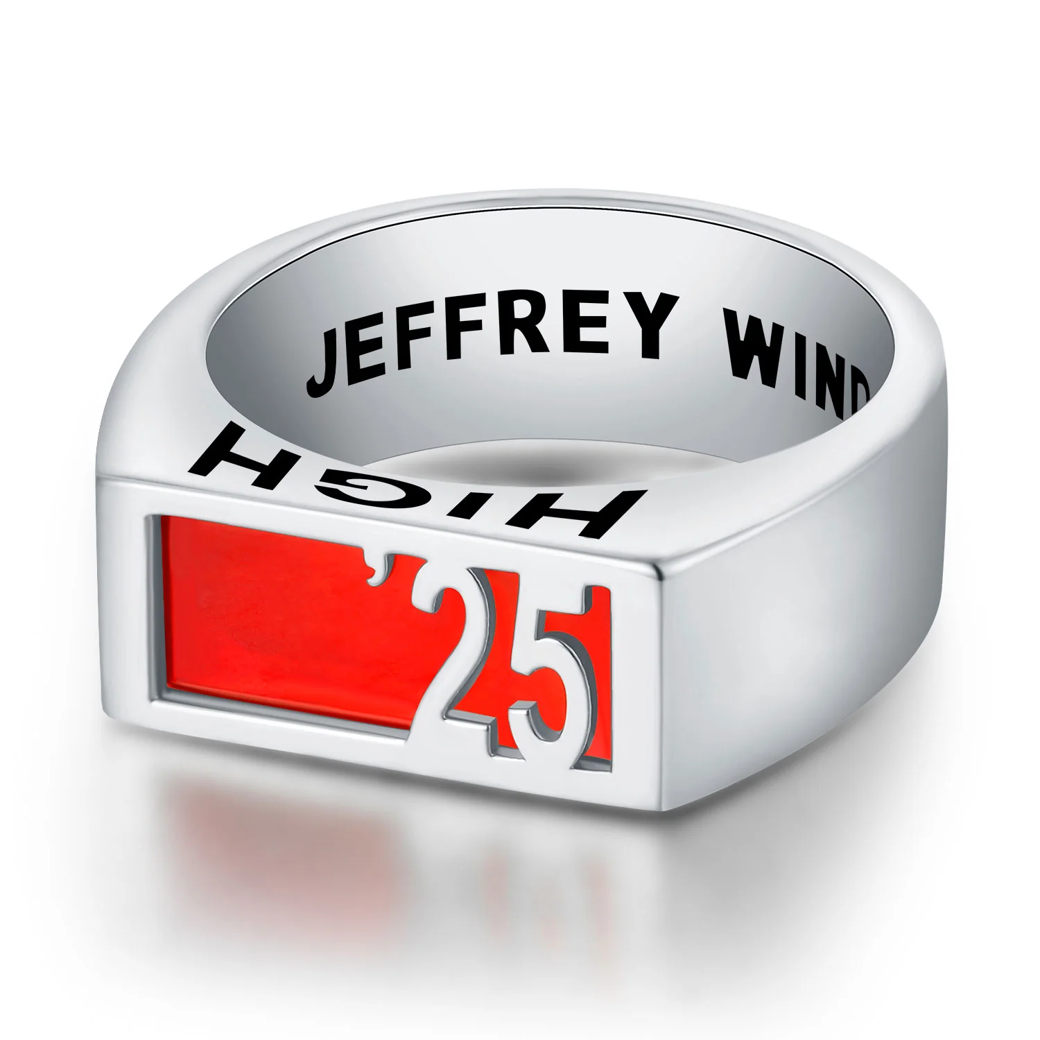 Men's Sterling Silver Contemporary Graduation Year Signet Class Ring - Image 4