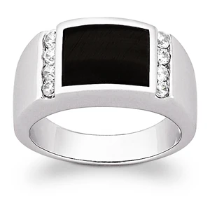 Men's Sterling Silver Genuine Black Onyx CZ Ring - Image 2