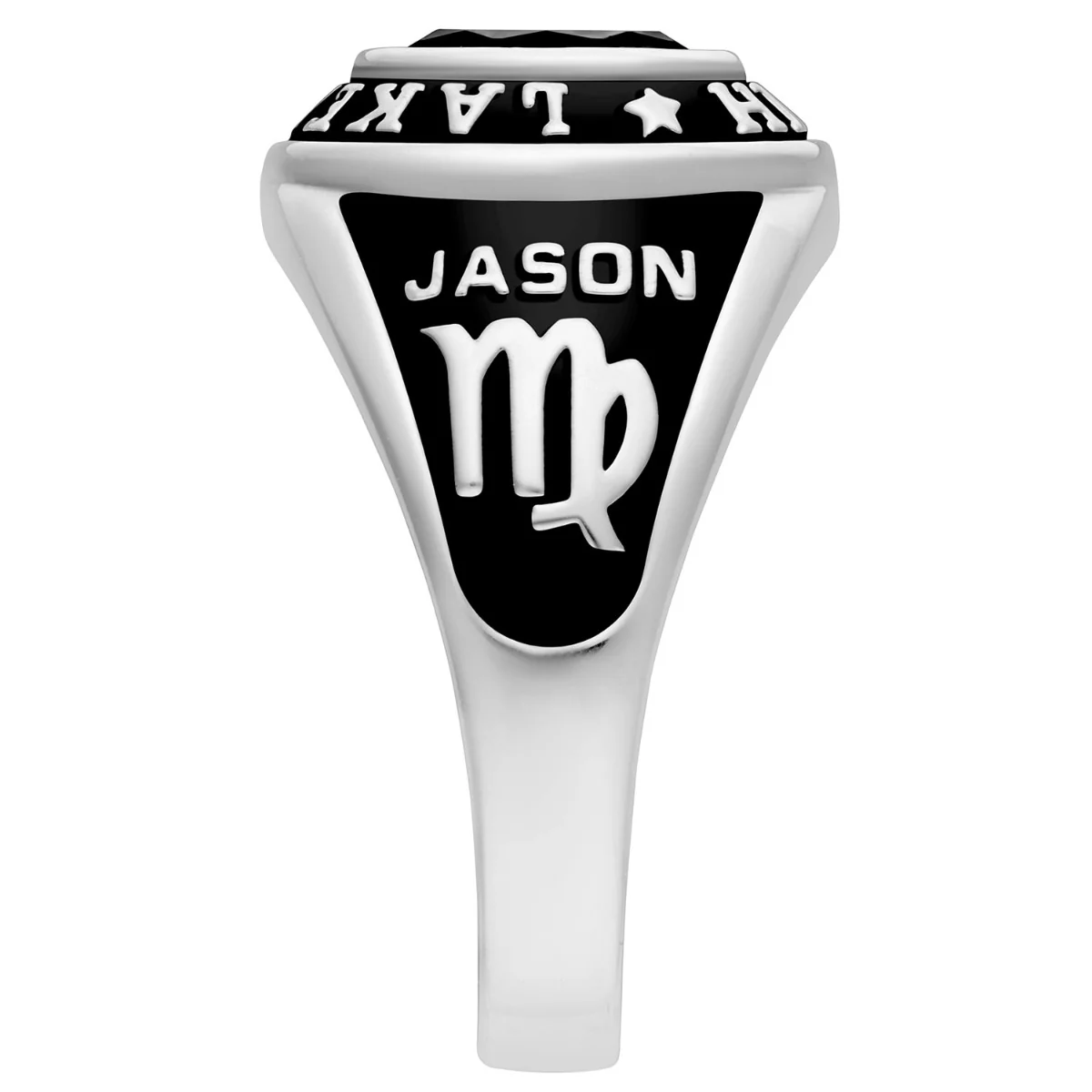 Men's Sterling Silver Mid-Size Traditional Oval Stone Class Ring - Image 3