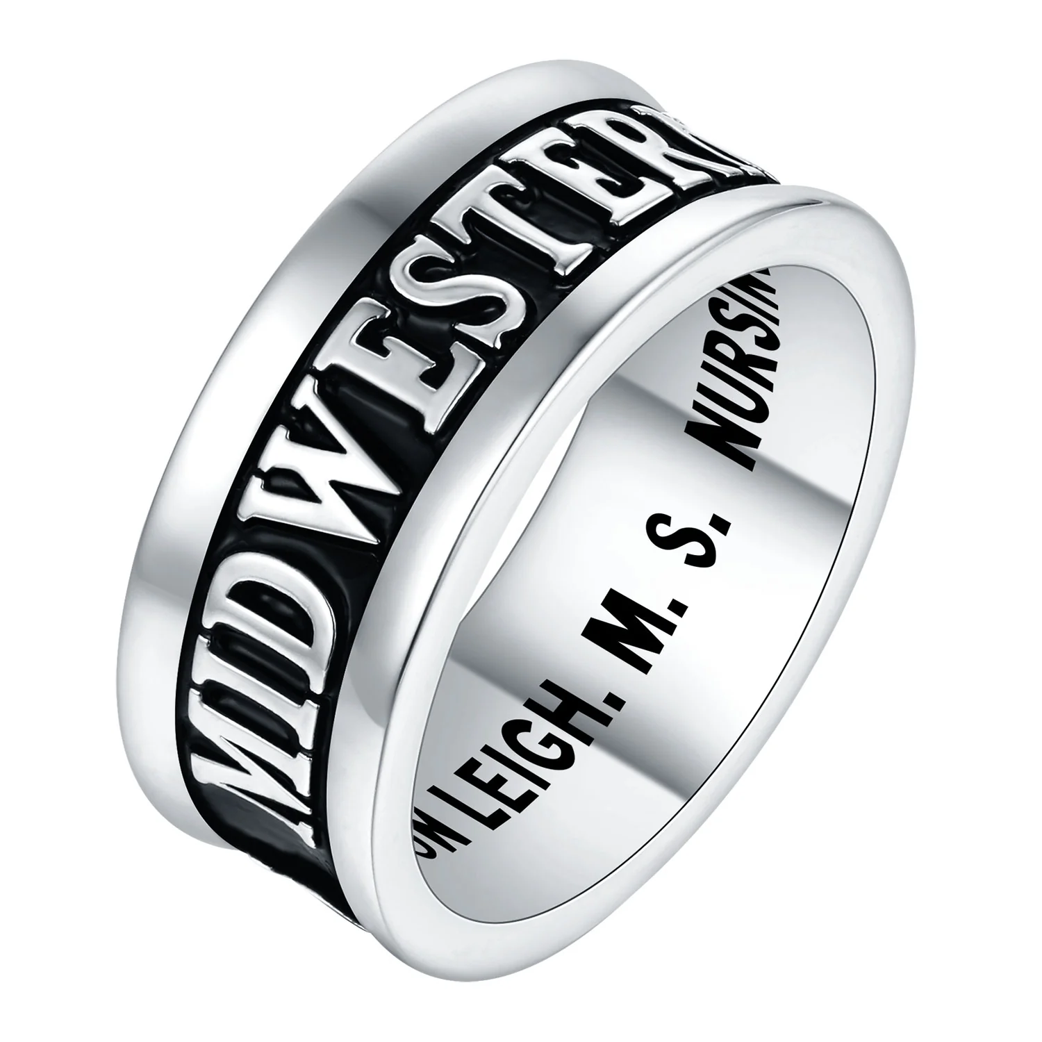Men's Sterling Silver Personalized Graduation-Class Band Ring - Image 2