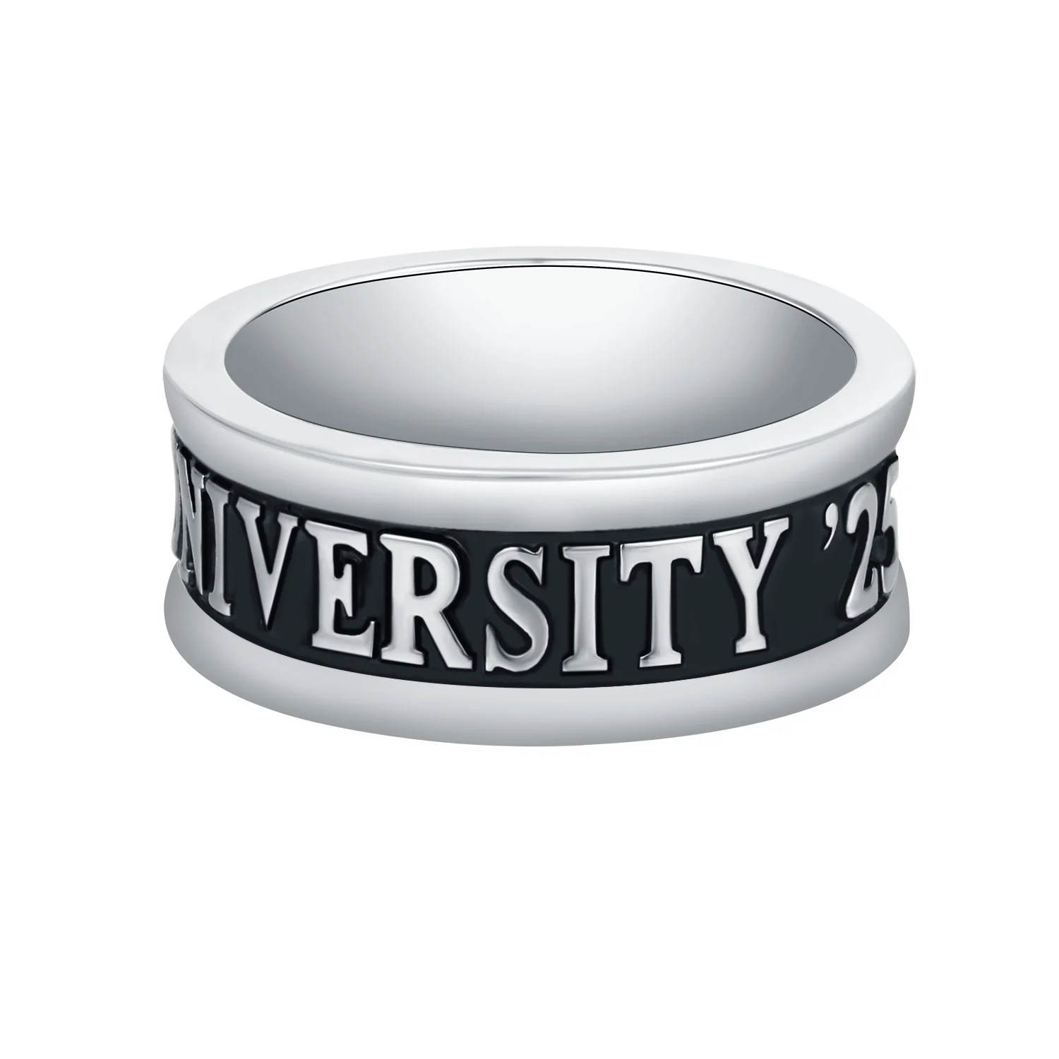 Men's Sterling Silver Personalized Graduation-Class Band Ring - Image 3