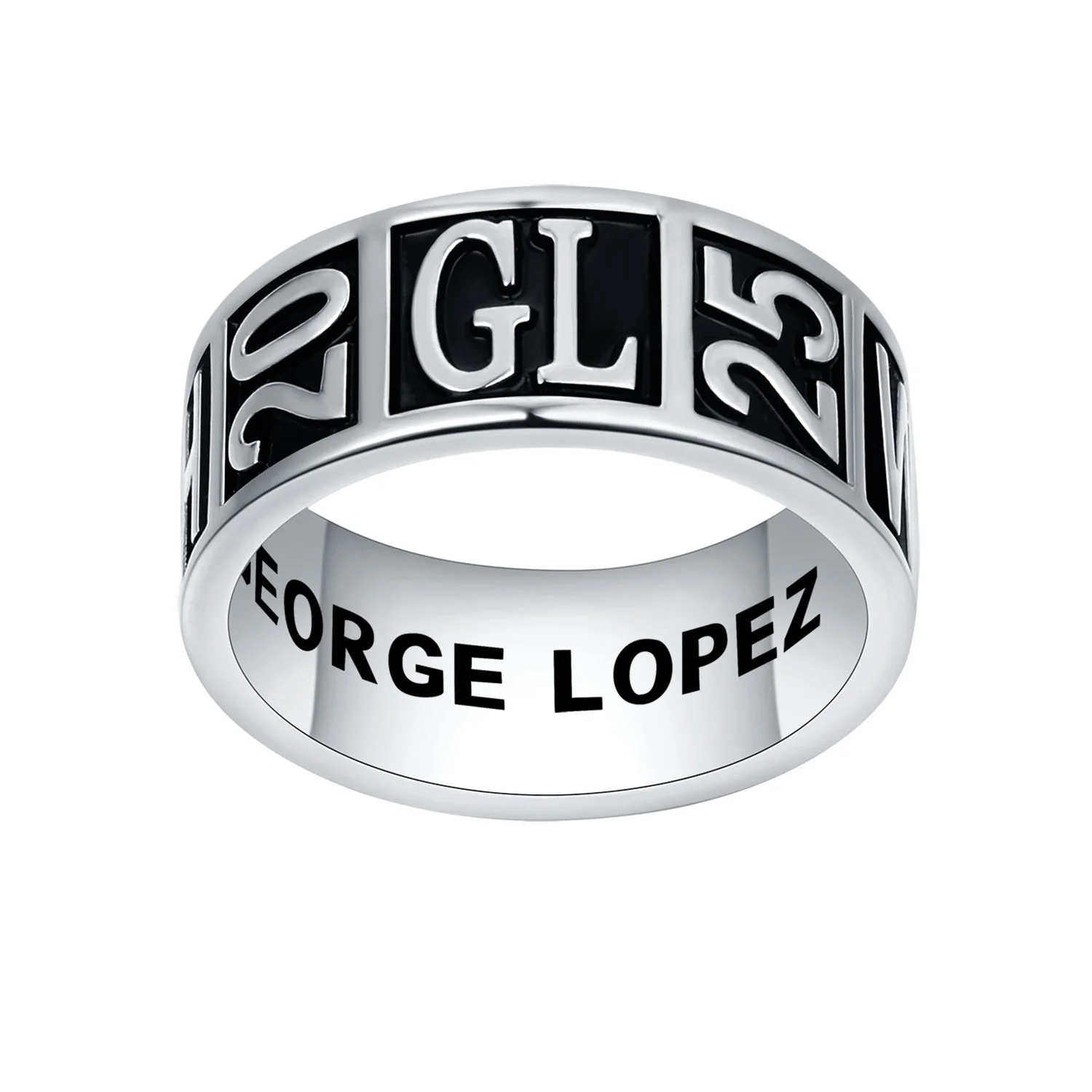 Men's Sterling Silver Personalized Graduation-Class Band Ring