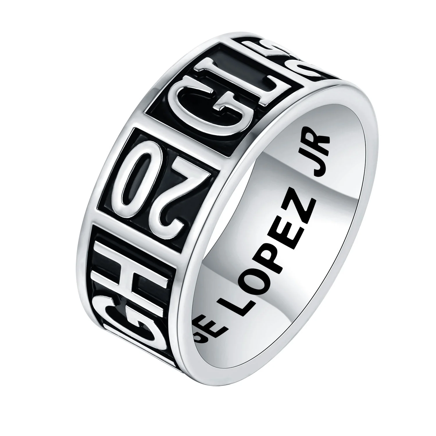 Men's Sterling Silver Personalized Graduation-Class Band Ring - Image 2