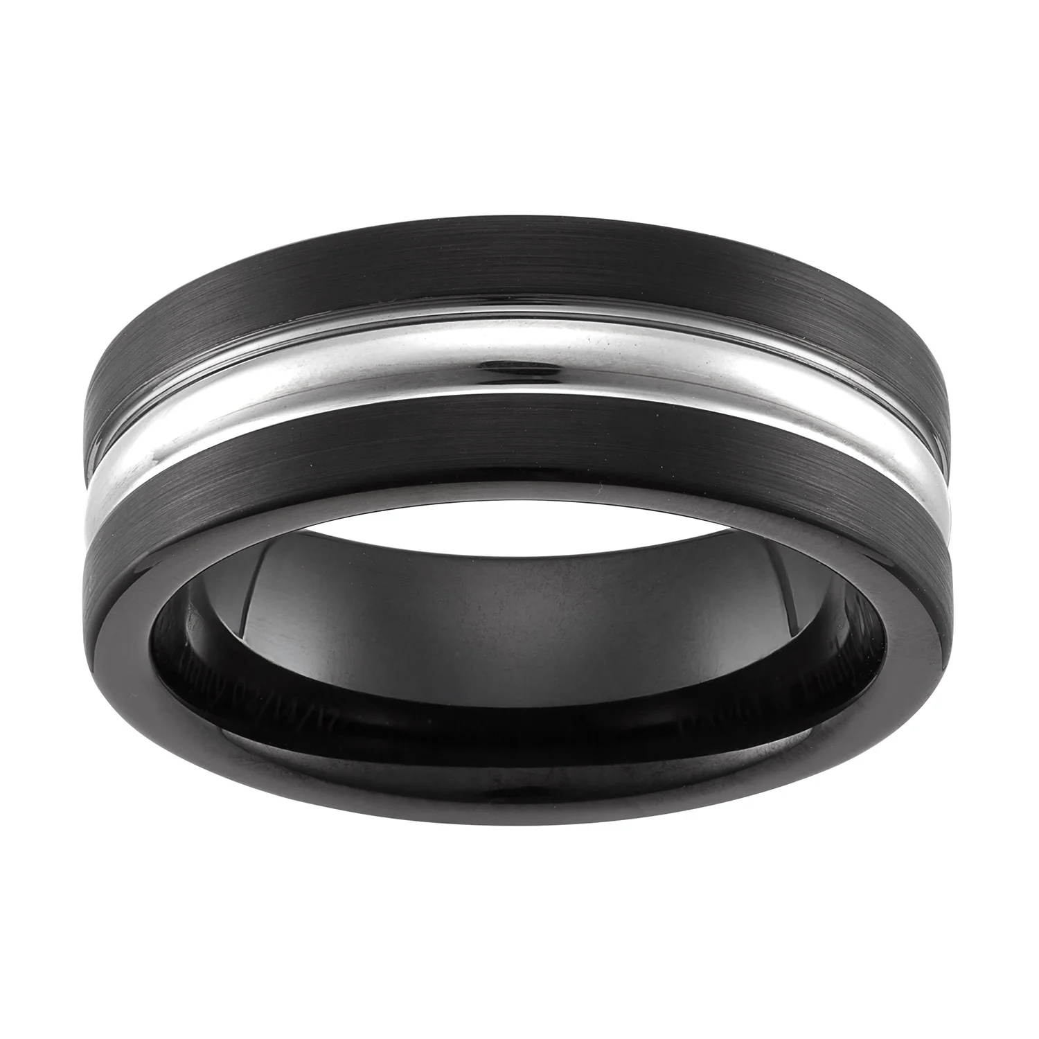 Men's Tungsten Two-Tone Ridged Band Ring - 8mm