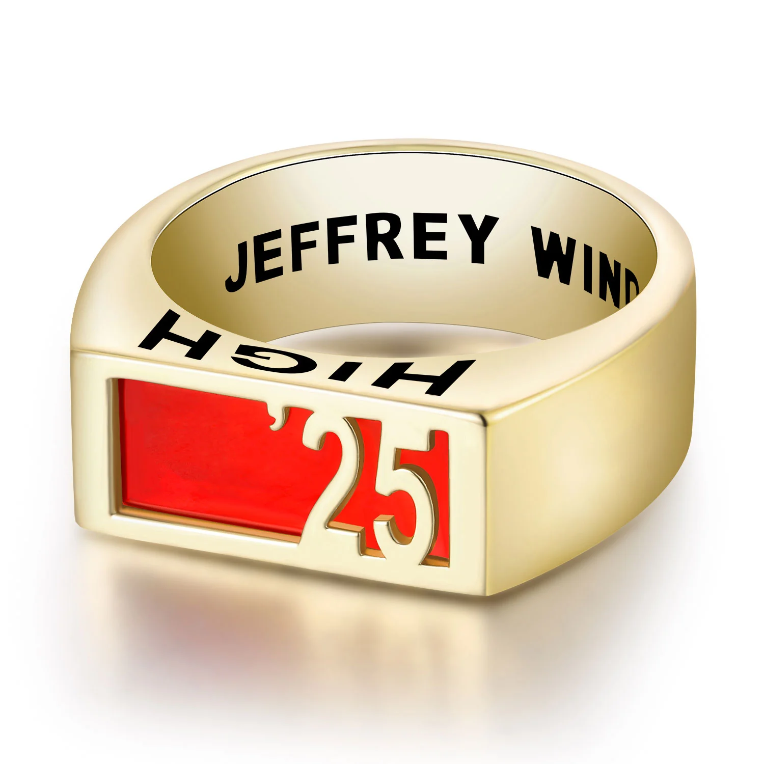 Men's Yellow Celebrium Contemporary Graduation Year Signet Class Ring - Image 4