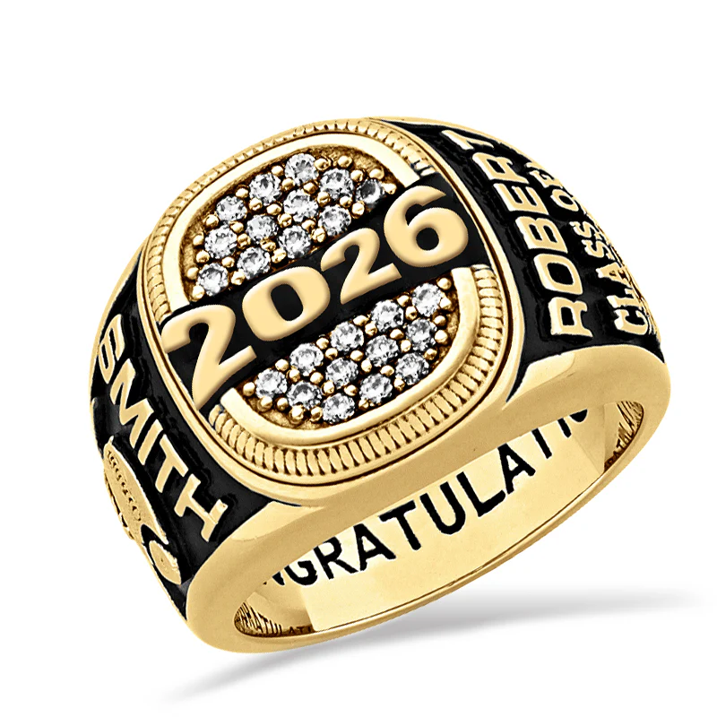 Men's Yellow CELEBRIUM Cushion-top Pave CZ Class Ring - Image 2