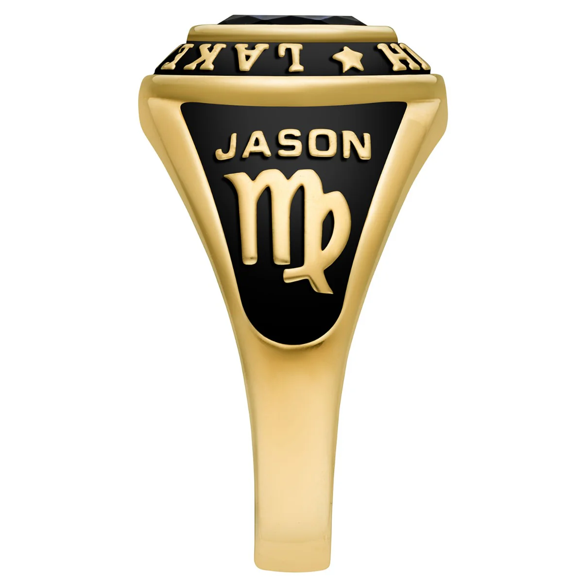 Mens's 18K Over Sterling Mid-Size Traditional Oval Stone Class Ring - Image 3