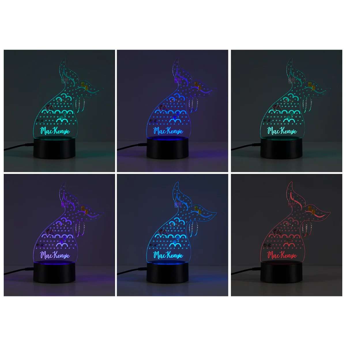 Mermaid Tail Personalized Earring Holder Acrylic LED Night Light