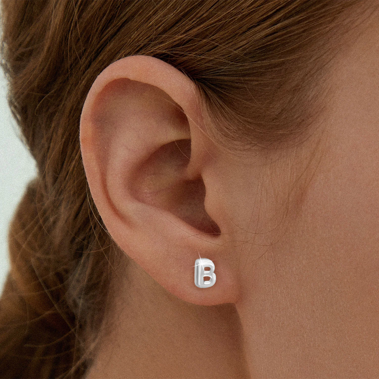 Mini Balloon Letter Button Earrings - Image 3