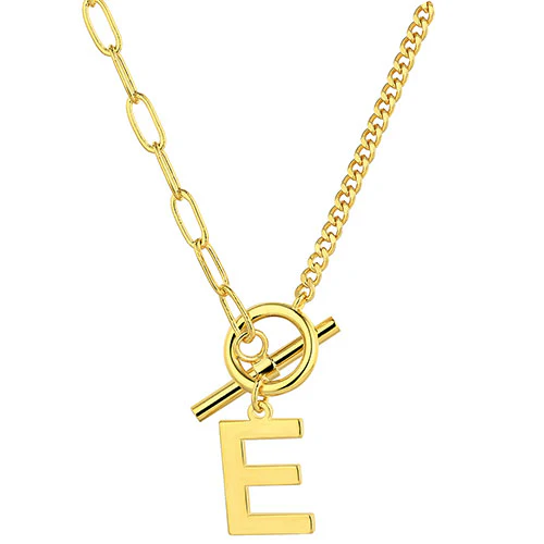 Mixed Chain Initial Charm Toggle Necklace - Image 4