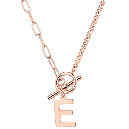 Mixed Chain Initial Charm Toggle Necklace - Image 6