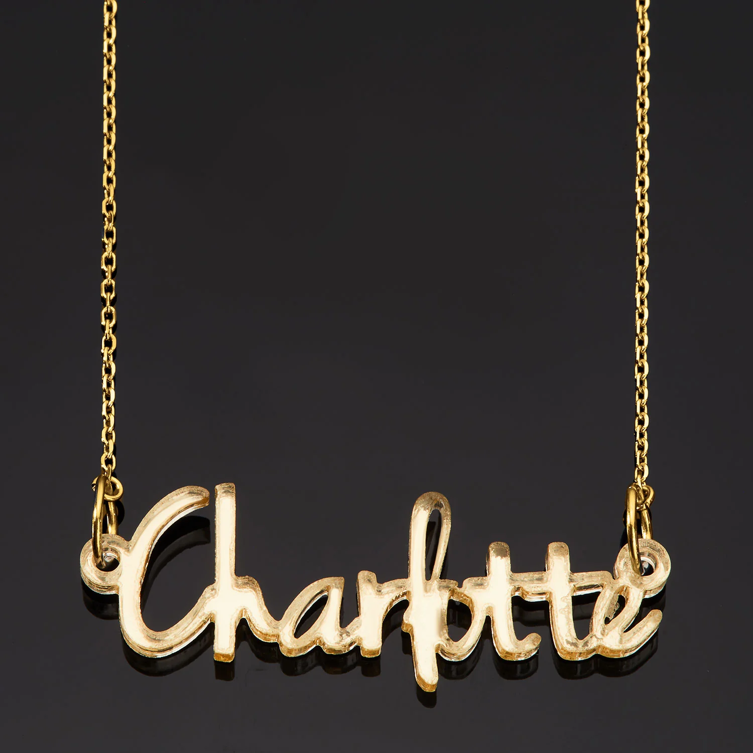 Modern Script Acrylic Name Necklace - Stainless ChainPlaque Necklace - Image 4