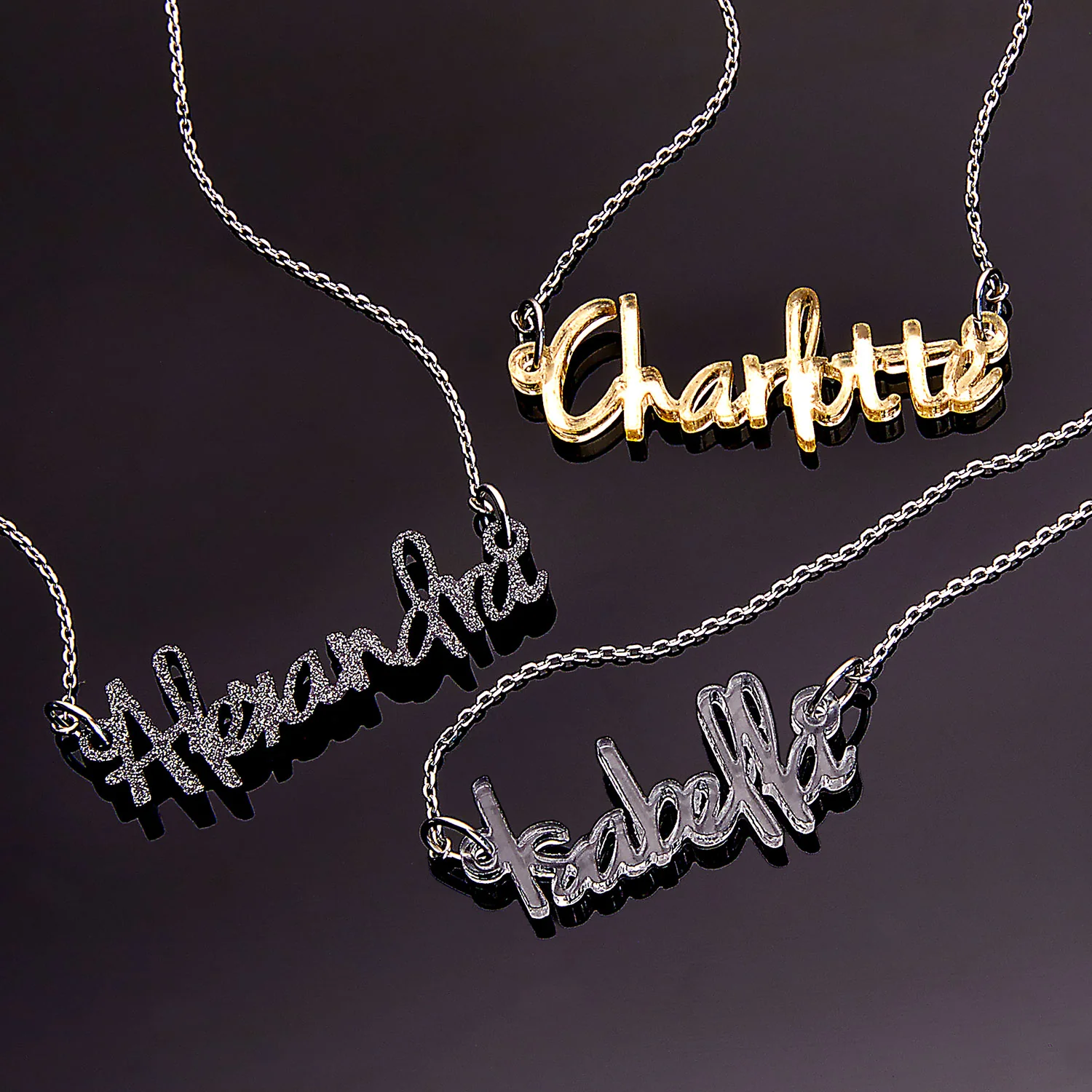 Modern Script Acrylic Name Necklace - Stainless ChainPlaque Necklace - Image 5