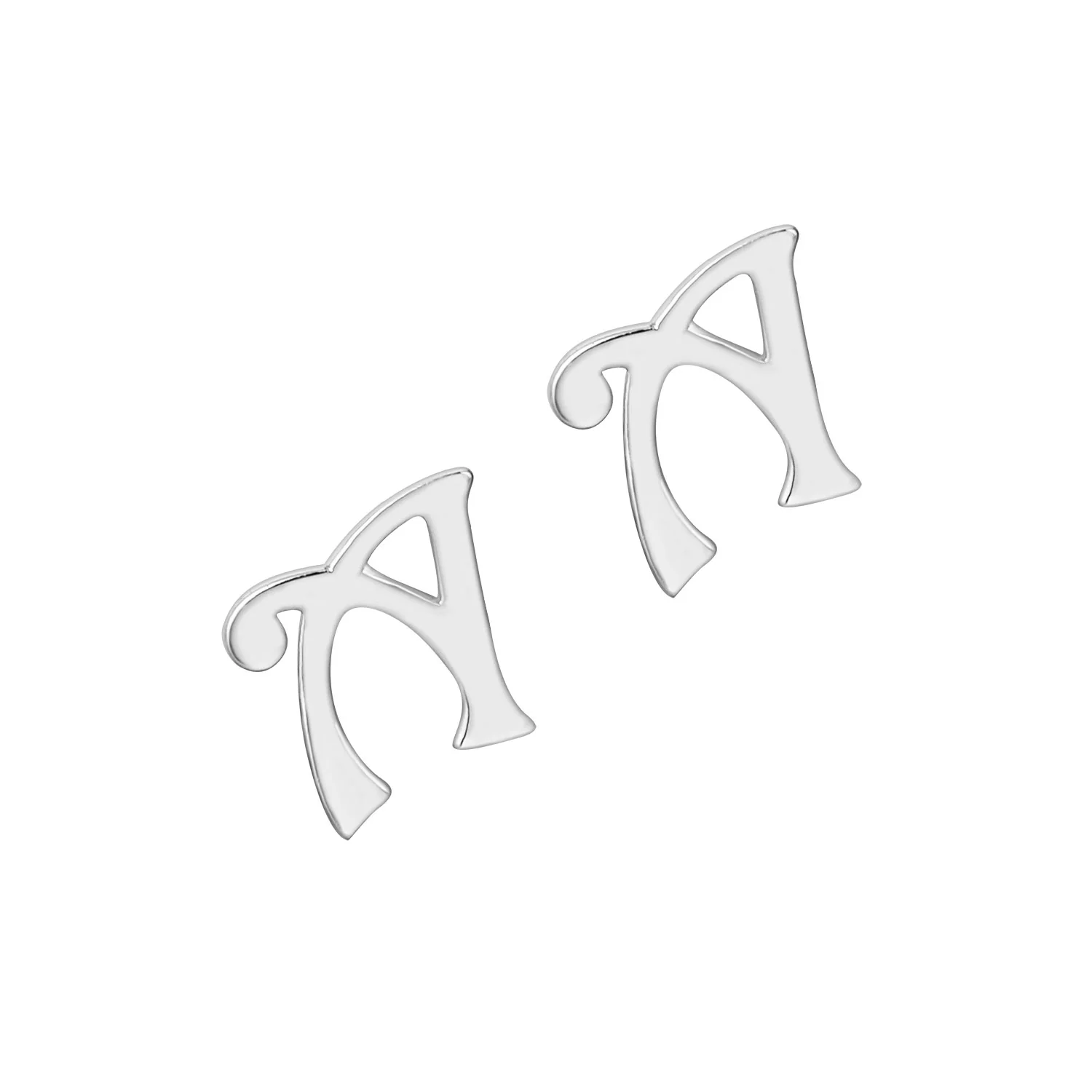 Modern Script Initial Button Earrings - Image 2