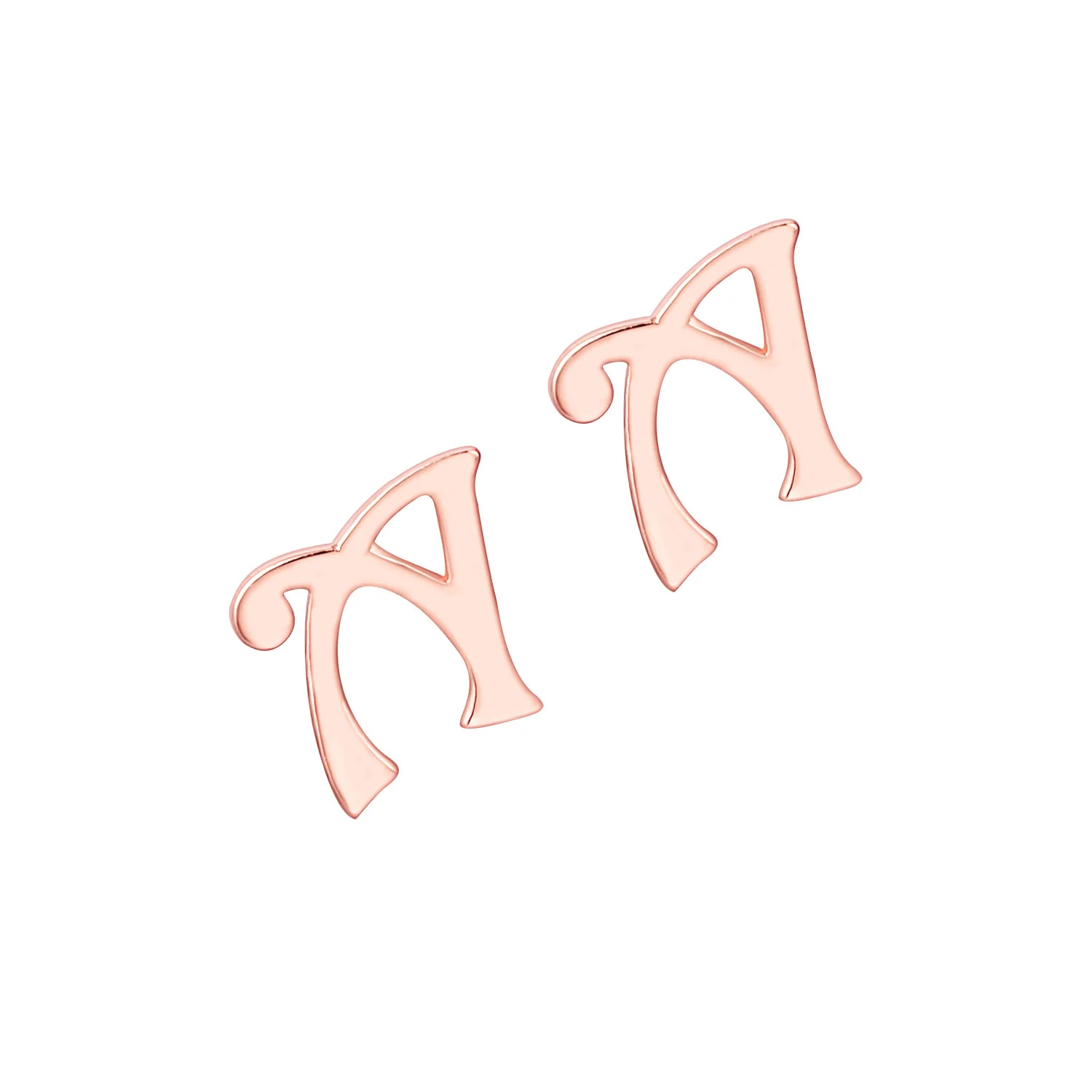 Modern Script Initial Button Earrings - Image 5