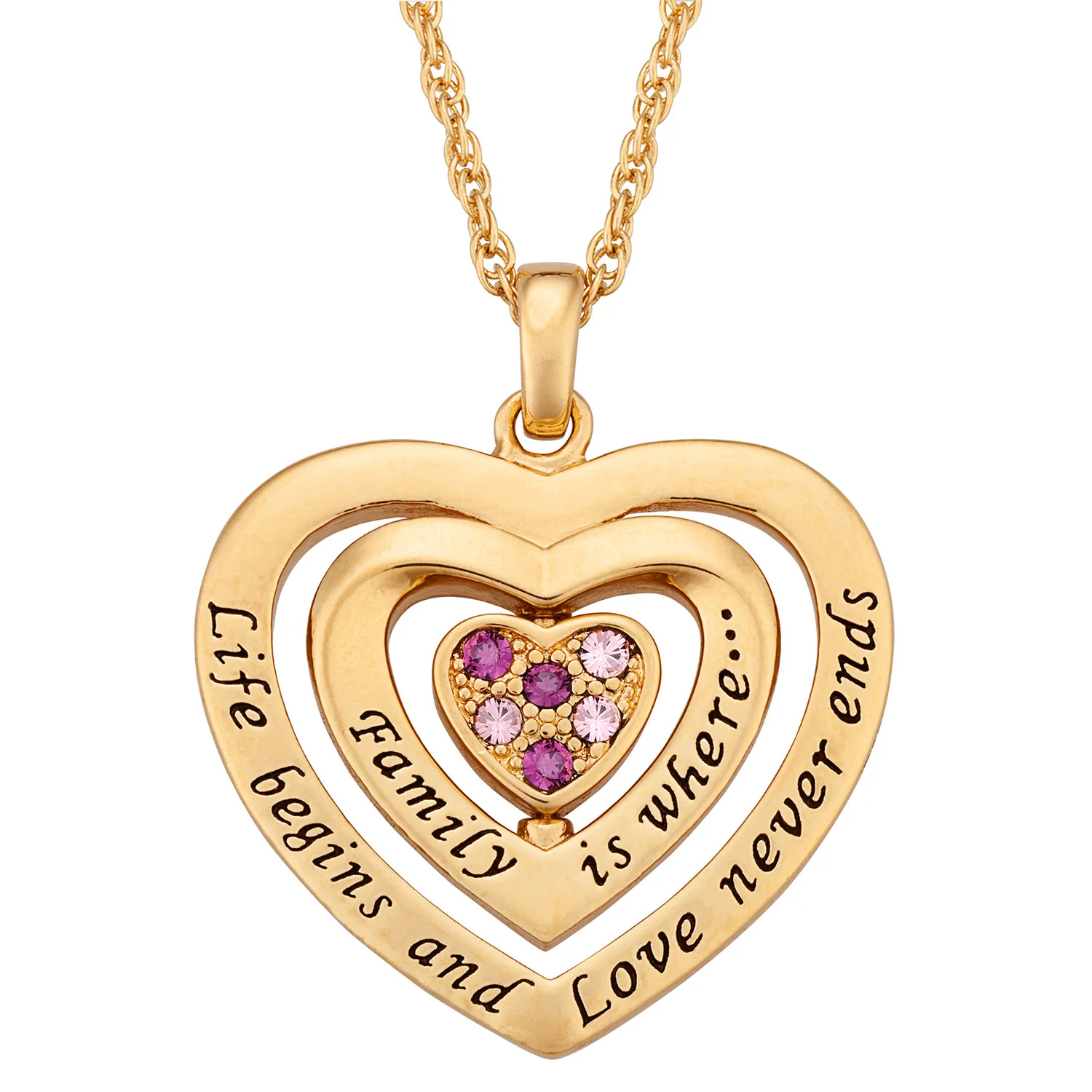 Birthstone Swivel Family Heart Pendant - Image 2